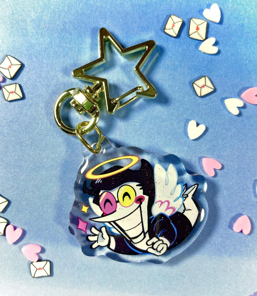 Spamton Angel Glitter Keychain
