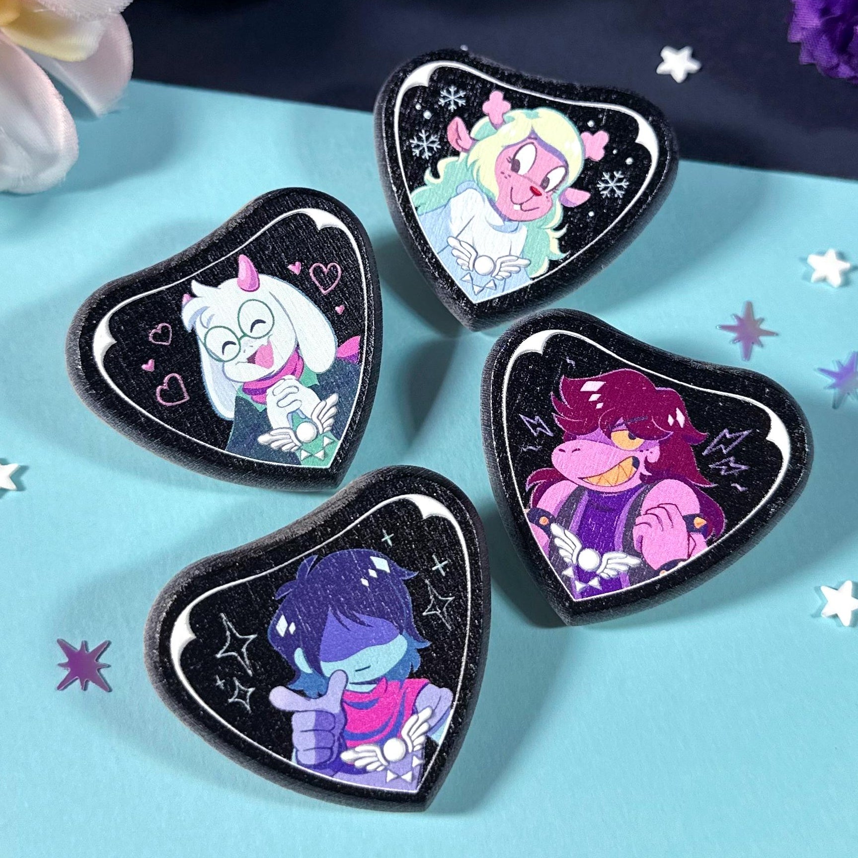 Deltarune Wooden Embossed Buttons