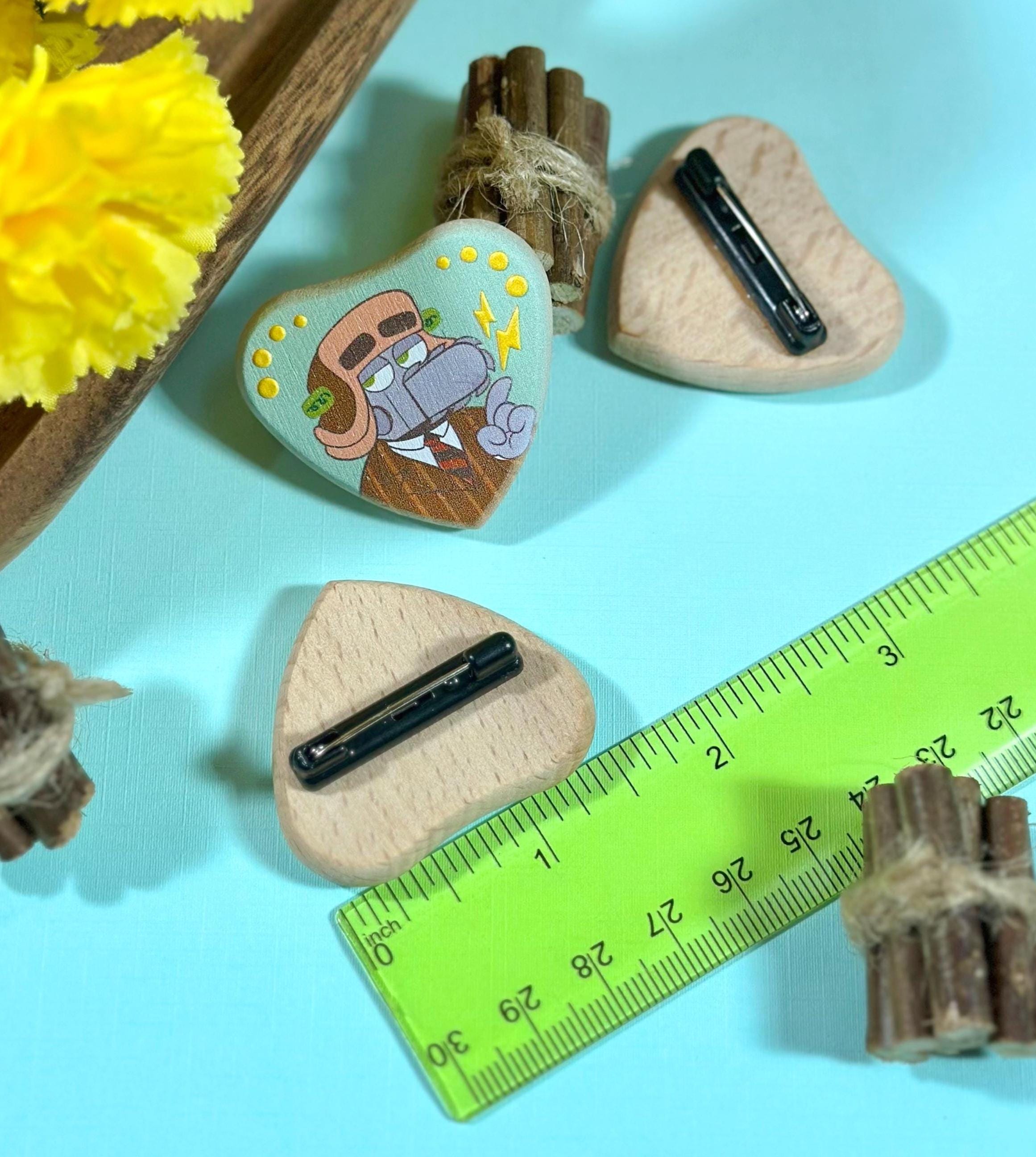 Chainsaw Consultant Wooden Embossed Button