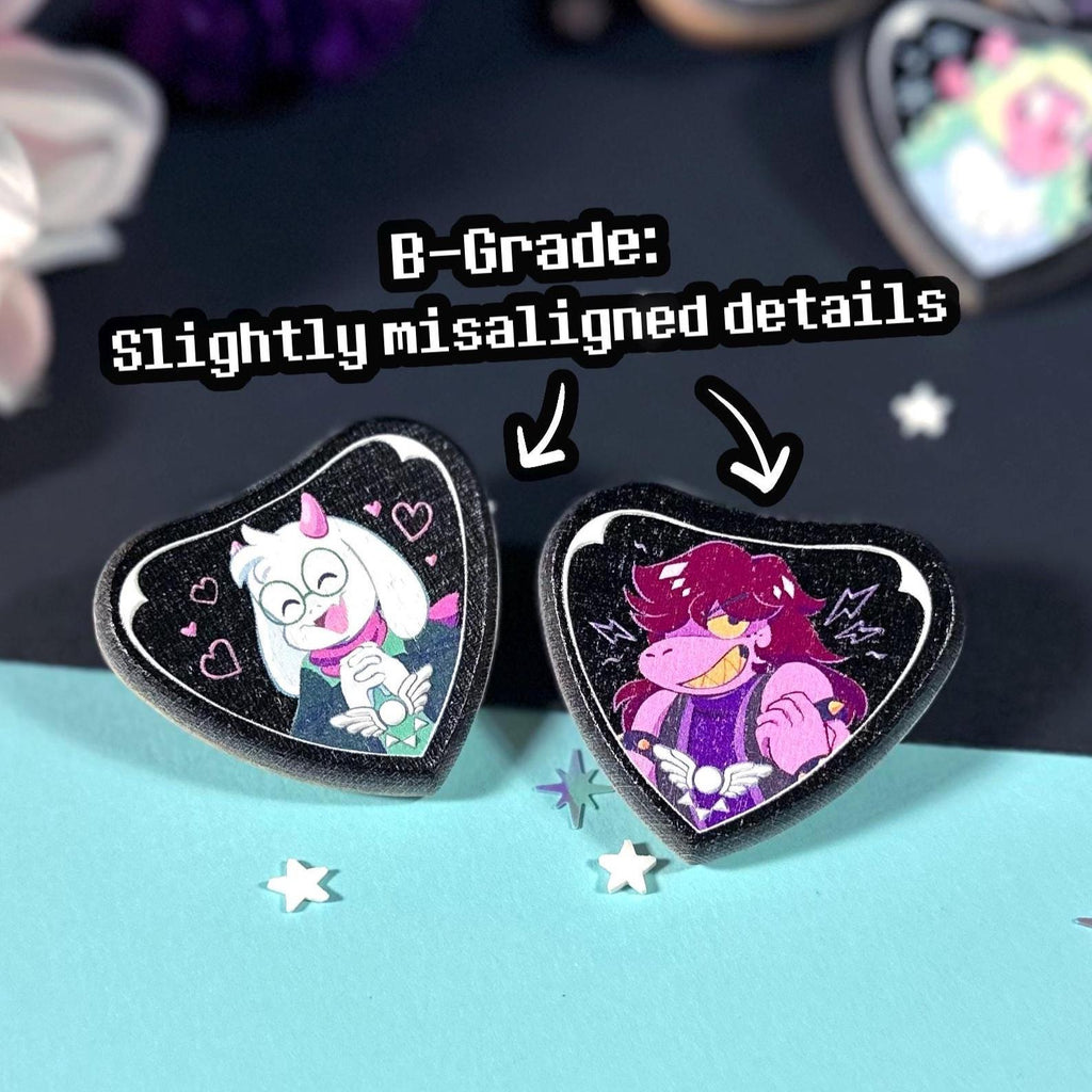 Deltarune Wooden Embossed Buttons