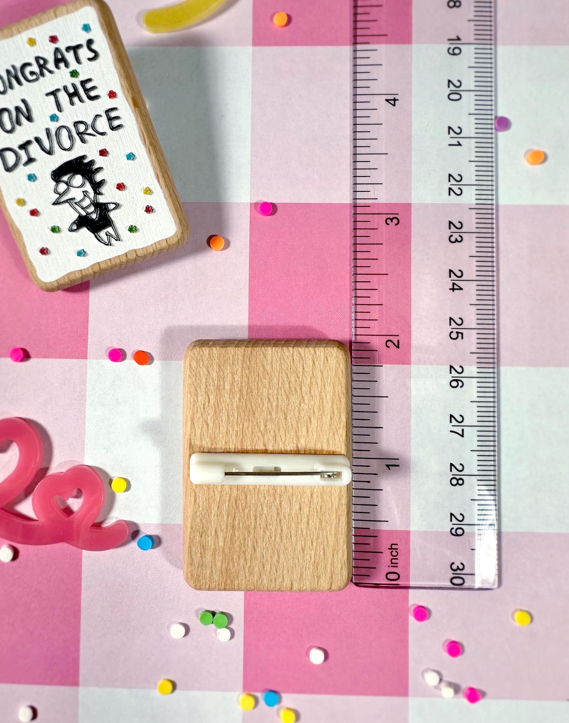 Spamton and Tenna Divorce Cake Wooden Embossed Buttons