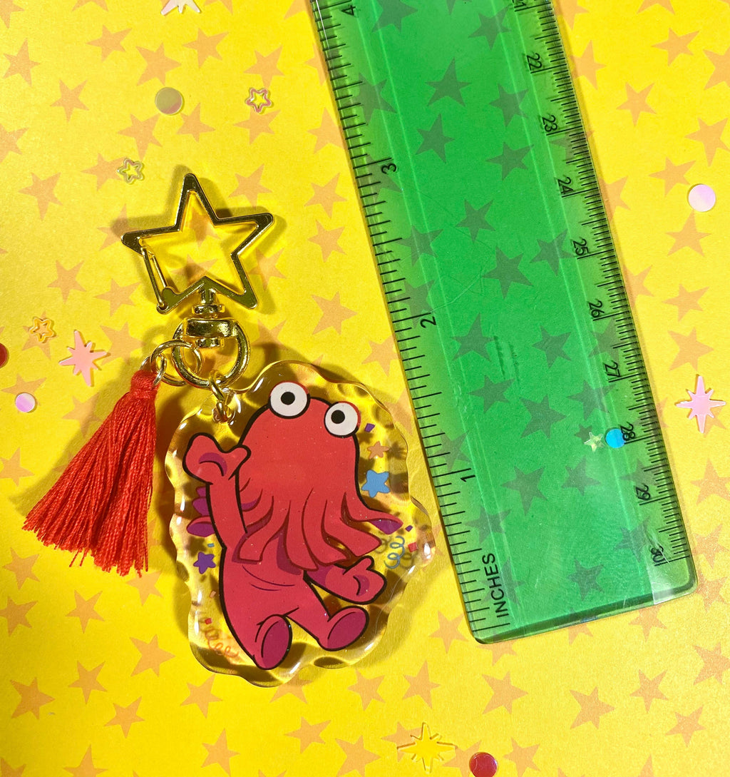 Red Guy Glitter Keychain