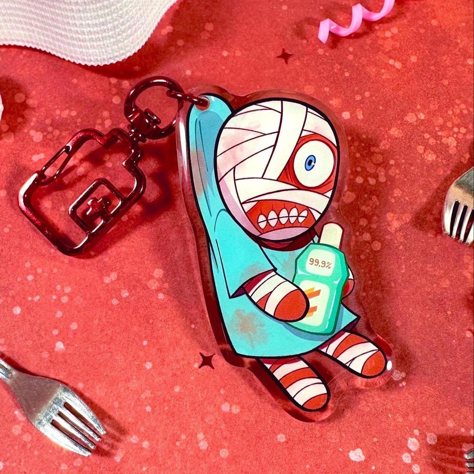 Curly Mouthwashing Keychain