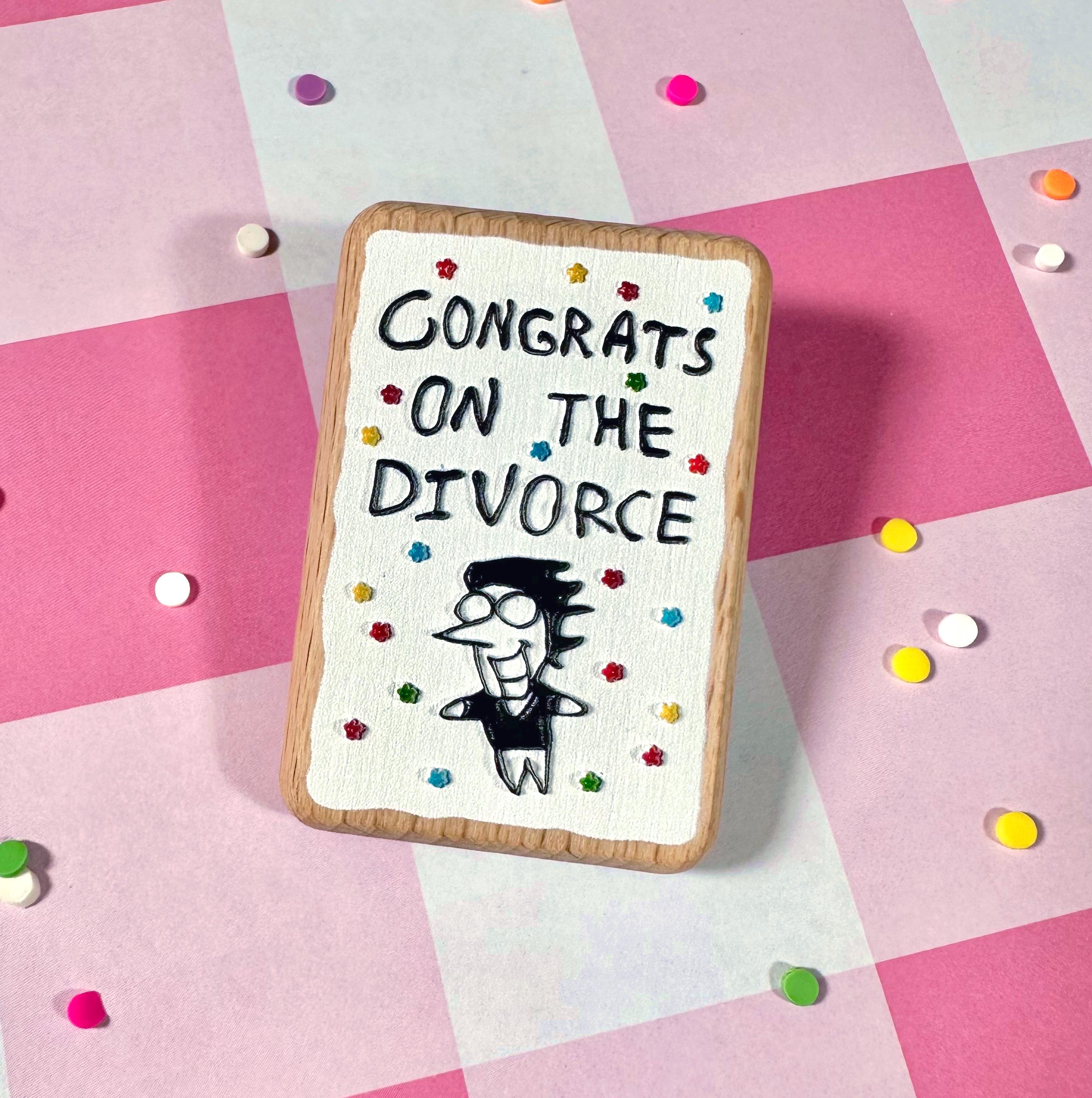 Spamton and Tenna Divorce Cake Wooden Embossed Buttons