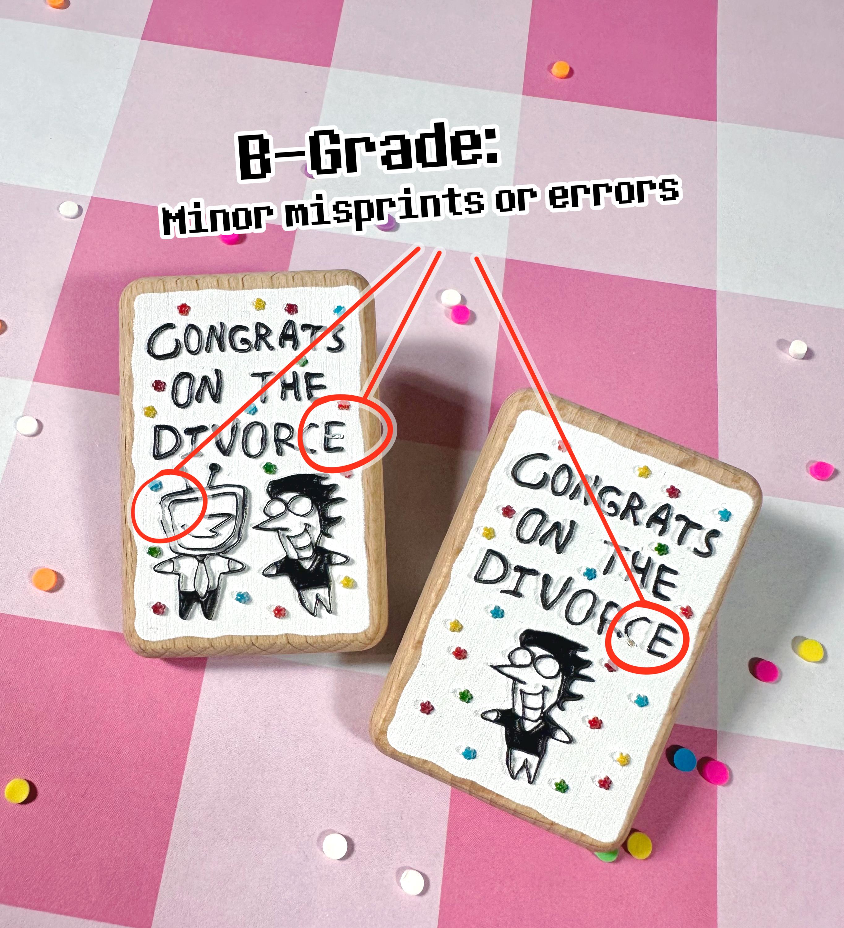 Spamton and Tenna Divorce Cake Wooden Embossed Buttons