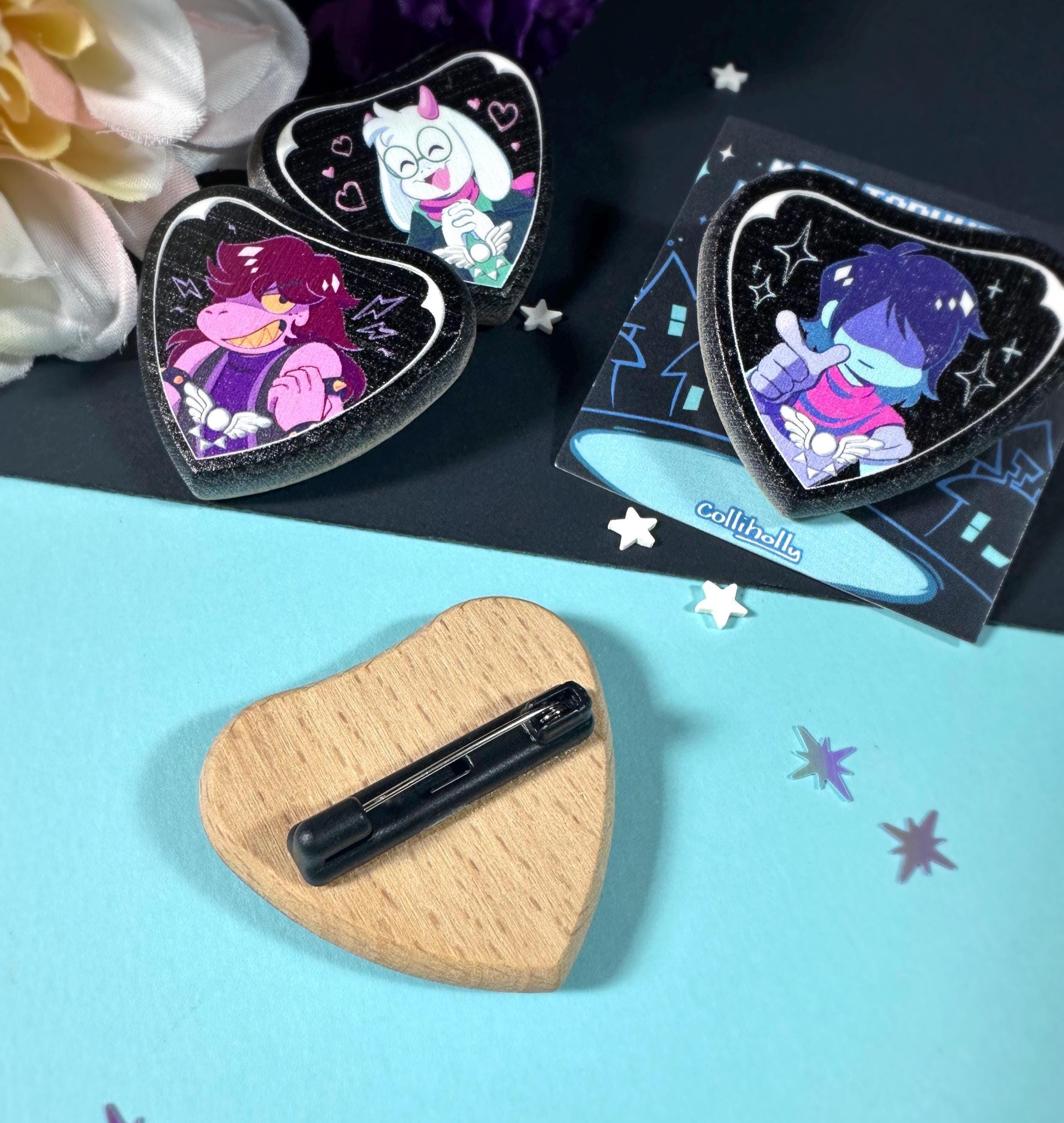 Deltarune Wooden Embossed Buttons