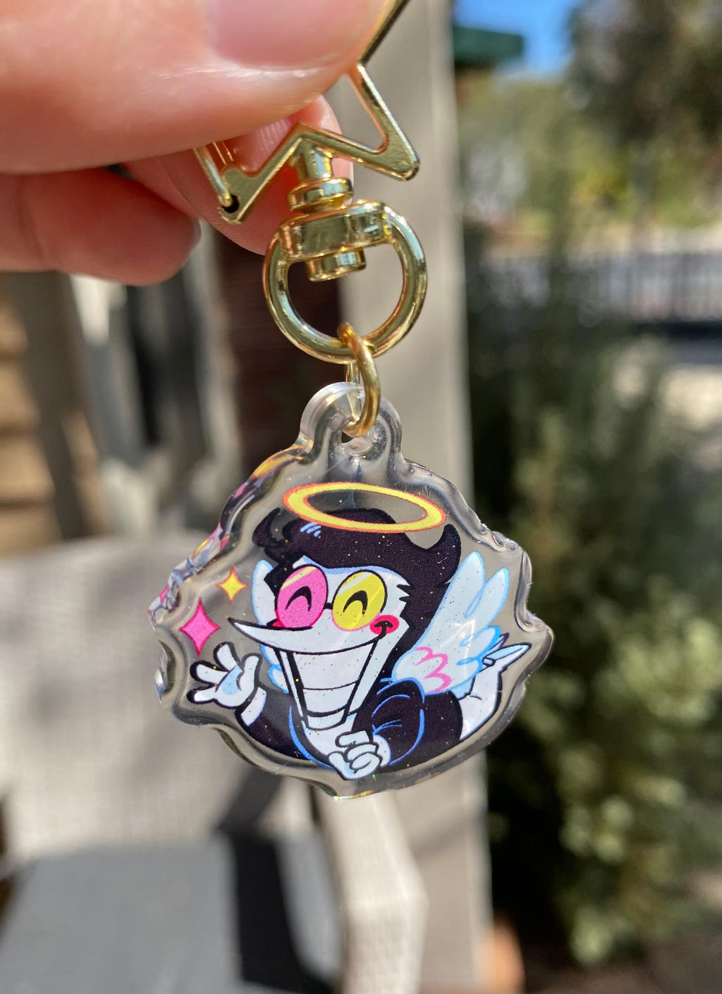 Spamton Angel Glitter Keychain