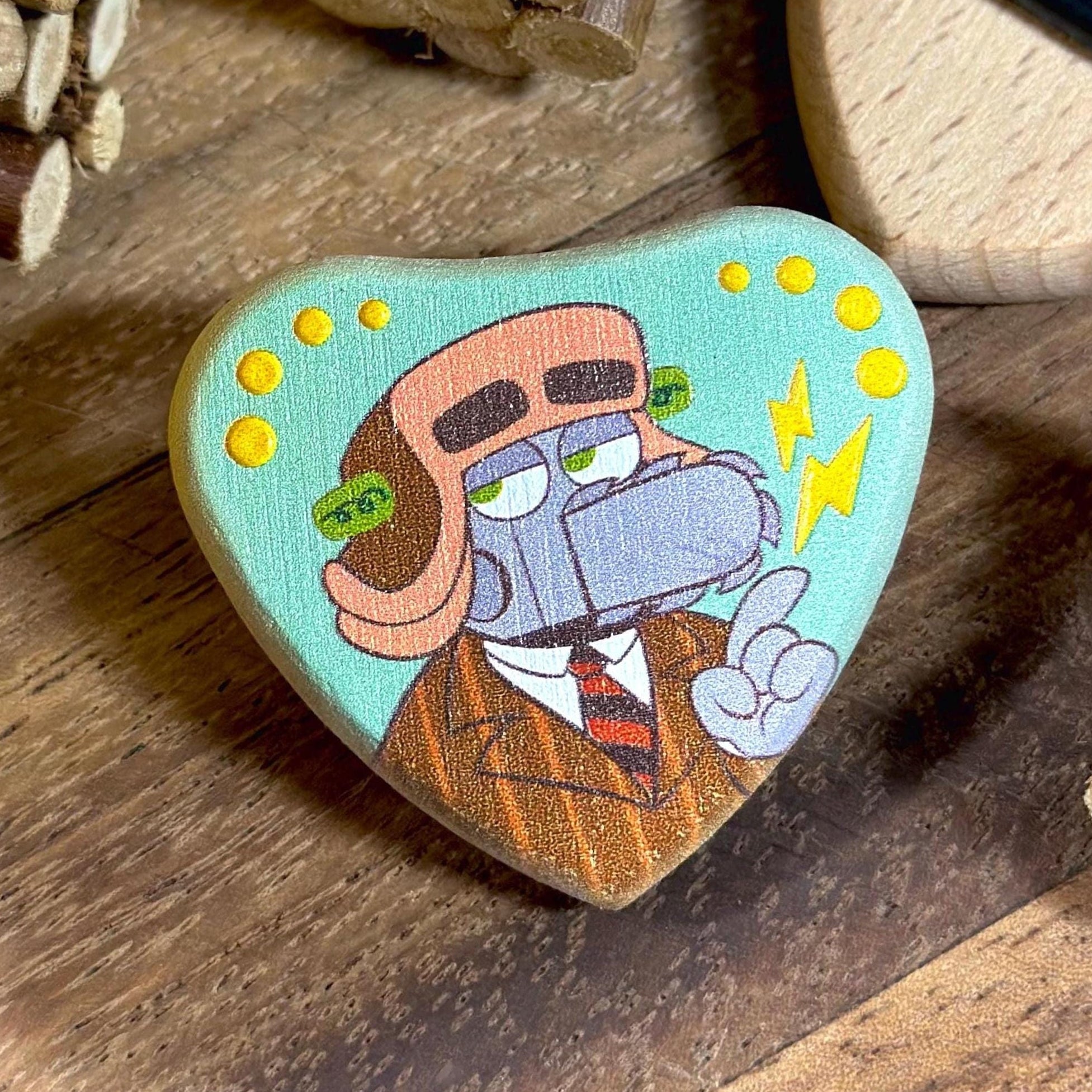 Chainsaw Consultant Wooden Embossed Button